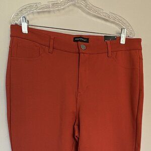 Ashley Stewart Pants Women Size 16 Rust Orange Stretch Slim Straight Career NWT